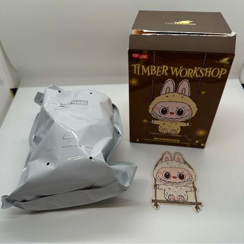 New Pop Land Timber Workshop Playing On The Swing Plush Pendant Confirmed White